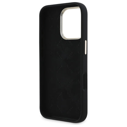 Guess Silicone Script Metal Logo &amp; Frame Case for iPhone 16 Pro Max - Black_6
