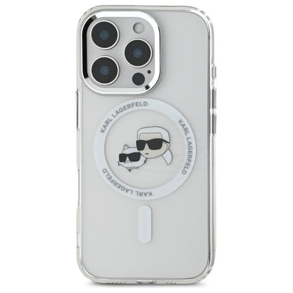 Karl Lagerfeld IML Metal Karl&amp;Choupette Head MagSafe Case for iPhone 16 Pro - White_2