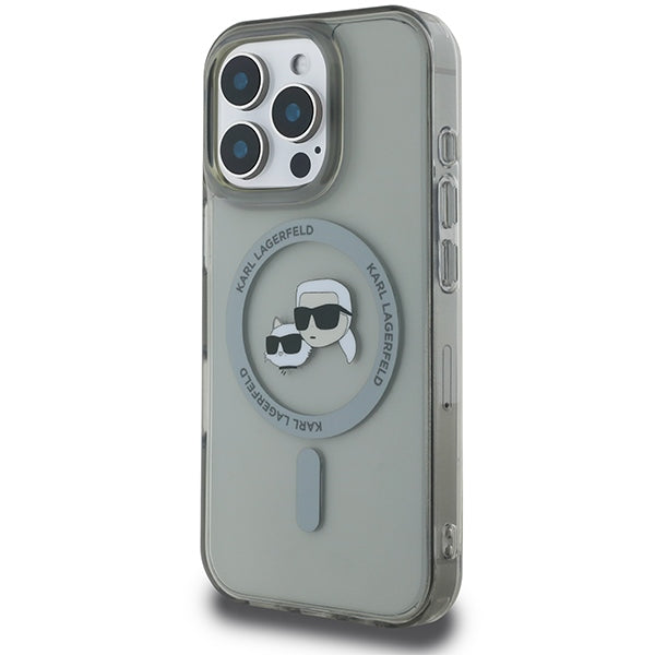 Karl Lagerfeld IML Metal Karl&amp;Choupette Head MagSafe Case for iPhone 16 Pro - Black_1