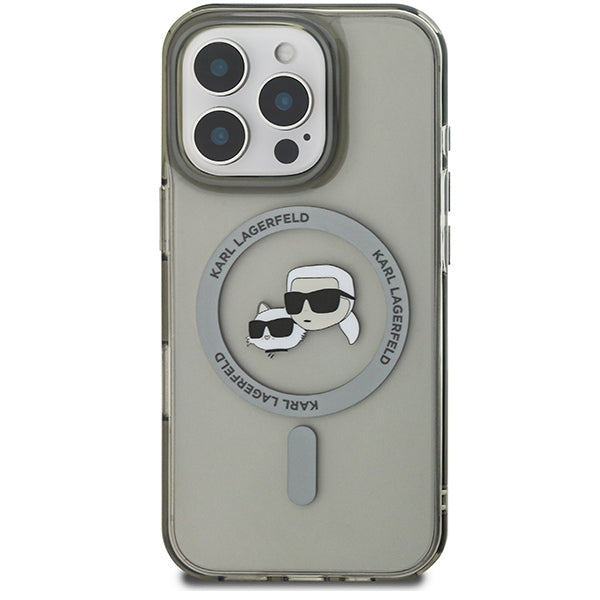 Karl Lagerfeld IML Metal Karl&amp;Choupette Head MagSafe Case for iPhone 16 Pro - Black_2