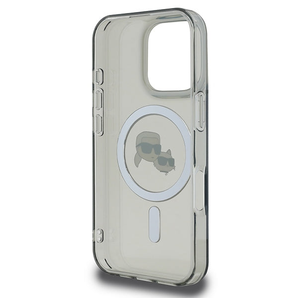 Karl Lagerfeld IML Metal Karl&amp;Choupette Head MagSafe Case for iPhone 16 Pro - Black_6
