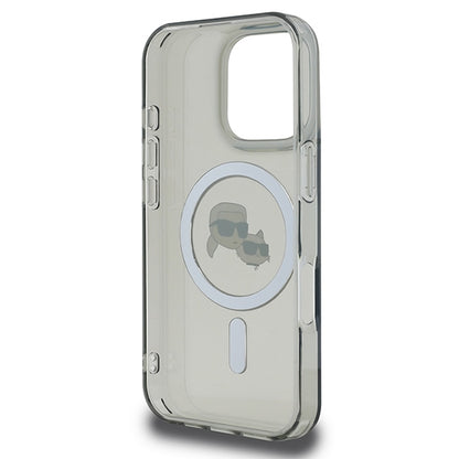 Karl Lagerfeld IML Metal Karl&amp;Choupette Head MagSafe Case for iPhone 16 Pro - Black_6