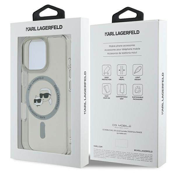 Karl Lagerfeld IML Metal Karl&amp;Choupette Head MagSafe Case for iPhone 16 Pro - Black_7