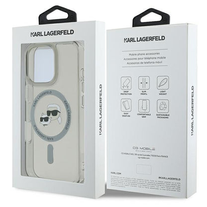 Karl Lagerfeld IML Metal Karl&amp;Choupette Head MagSafe Case for iPhone 16 Pro - Black_7