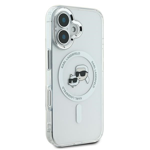 Karl Lagerfeld IML Metal Karl&amp;Choupette Head MagSafe Case for iPhone 16 Plus - White_3