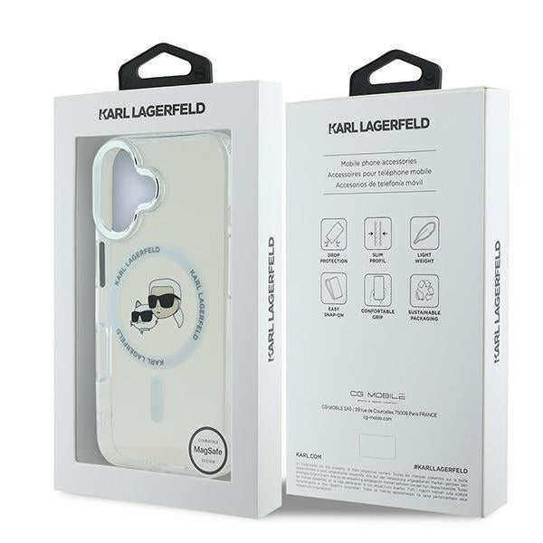 Karl Lagerfeld IML Metal Karl&amp;Choupette Head MagSafe Case for iPhone 16 Plus - White_7