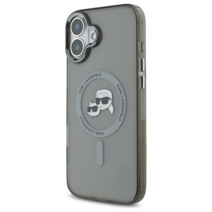Karl Lagerfeld IML Metal Karl&amp;Choupette Head MagSafe Case for iPhone 16 Plus - Black_1