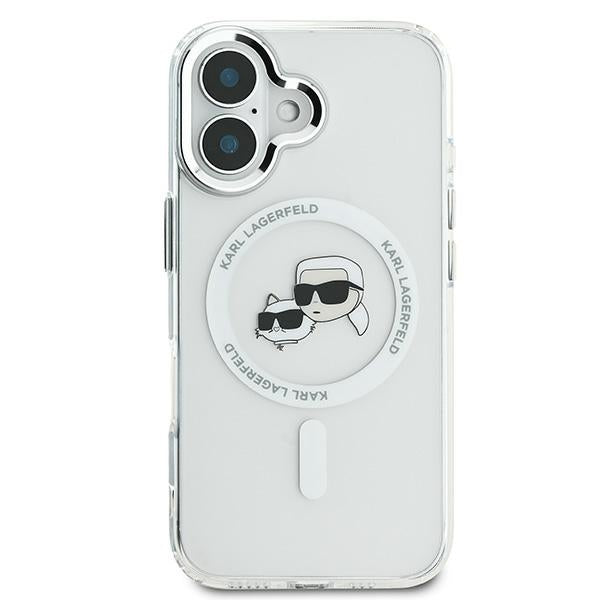 Karl Lagerfeld IML Metal Karl&amp;Choupette Head MagSafe Case for iPhone 16 - White_2