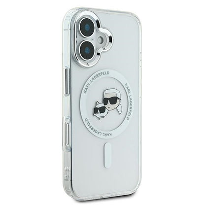 Karl Lagerfeld IML Metal Karl&amp;Choupette Head MagSafe Case for iPhone 16 - White_3