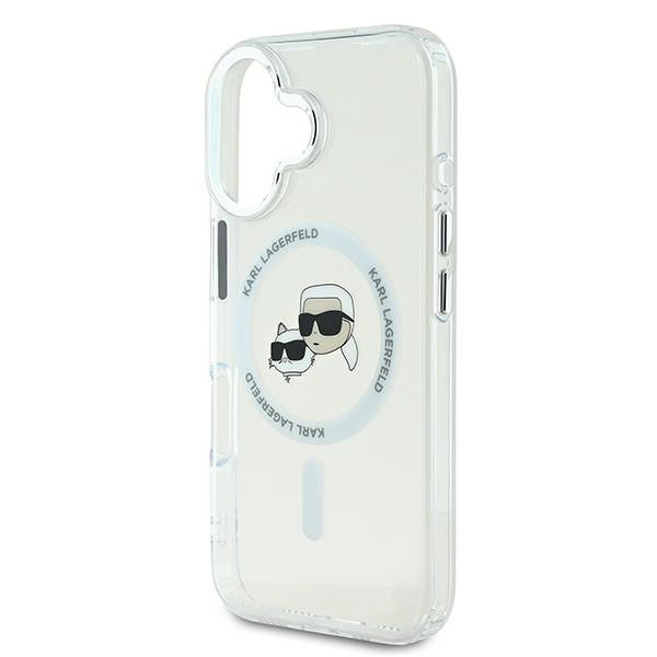 Karl Lagerfeld IML Metal Karl&amp;Choupette Head MagSafe Case for iPhone 16 - White_5