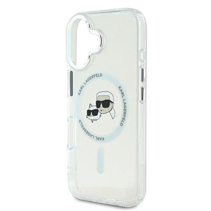 Karl Lagerfeld IML Metal Karl&amp;Choupette Head MagSafe Case for iPhone 16 - White_5