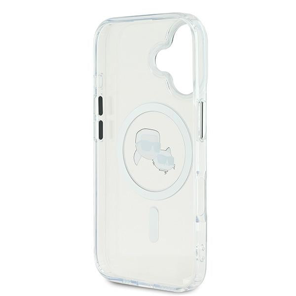 Karl Lagerfeld IML Metal Karl&amp;Choupette Head MagSafe Case for iPhone 16 - White_6