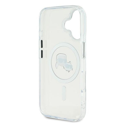 Karl Lagerfeld IML Metal Karl&amp;Choupette Head MagSafe Case for iPhone 16 - White_6