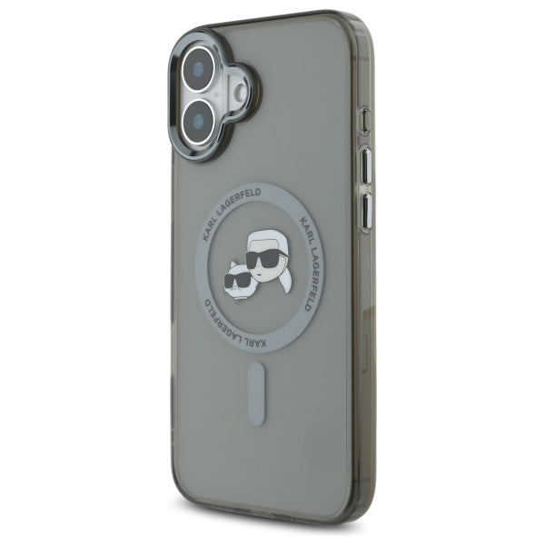 Karl Lagerfeld IML Metal Karl&amp;Choupette Head MagSafe Case for iPhone 16 - Black_1