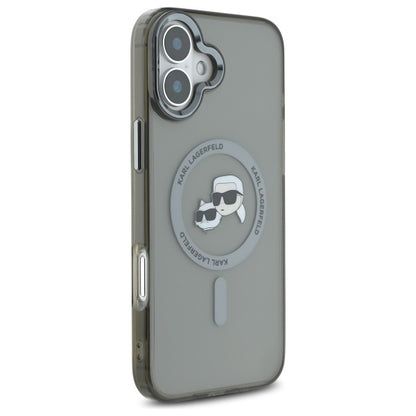 Karl Lagerfeld IML Metal Karl&amp;Choupette Head MagSafe Case for iPhone 16 - Black_3