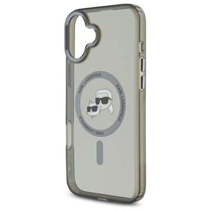 Karl Lagerfeld IML Metal Karl&amp;Choupette Head MagSafe Case for iPhone 16 - Black_5