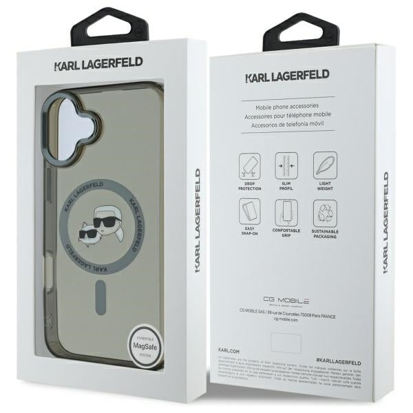 Karl Lagerfeld IML Metal Karl&amp;Choupette Head MagSafe Case for iPhone 16 - Black_7