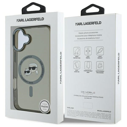 Karl Lagerfeld IML Metal Karl&amp;Choupette Head MagSafe Case for iPhone 16 - Black_7