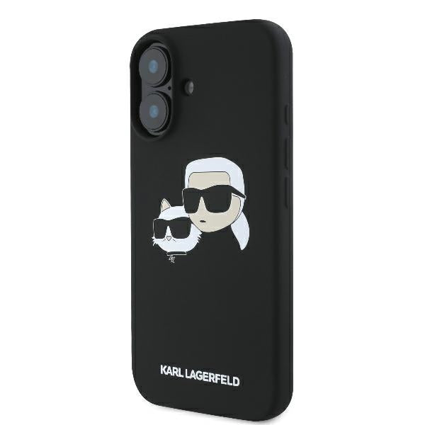Karl Lagerfeld Silicone Nauble Heads Print MagSafe Case for iPhone 16 - Black_1