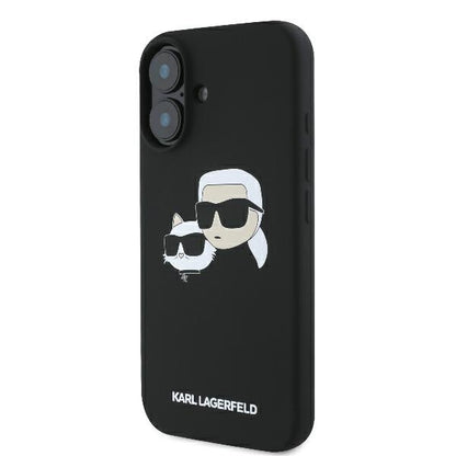 Karl Lagerfeld Silicone Nauble Heads Print MagSafe Case for iPhone 16 - Black_1