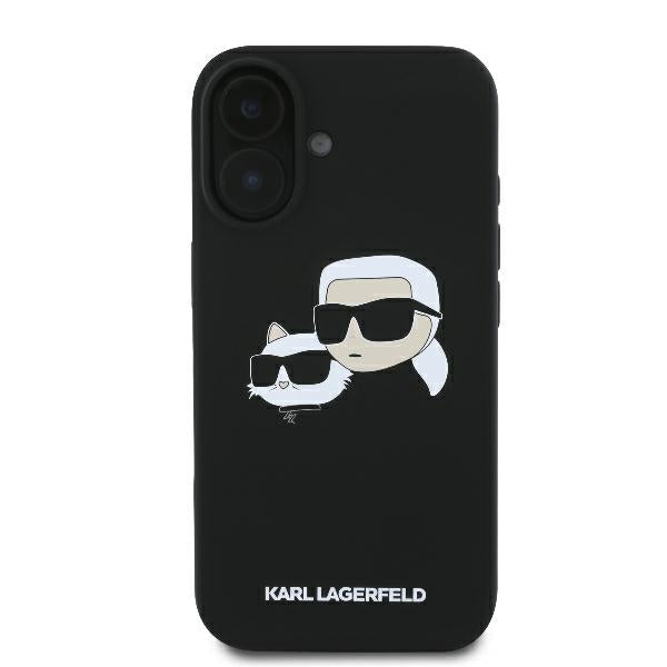 Karl Lagerfeld Silicone Nauble Heads Print MagSafe Case for iPhone 16 - Black_2