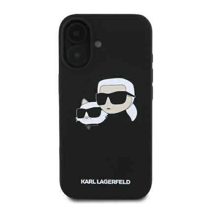 Karl Lagerfeld Silicone Nauble Heads Print MagSafe Case for iPhone 16 - Black_2