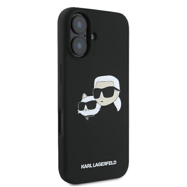 Karl Lagerfeld Silicone Nauble Heads Print MagSafe Case for iPhone 16 - Black_3