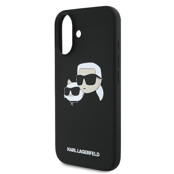 Karl Lagerfeld Silicone Nauble Heads Print MagSafe Case for iPhone 16 - Black_5