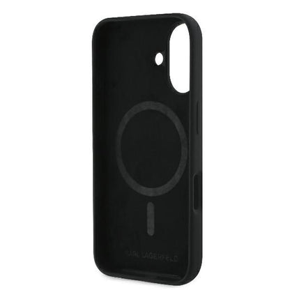 Karl Lagerfeld Silicone Nauble Heads Print MagSafe Case for iPhone 16 - Black_6