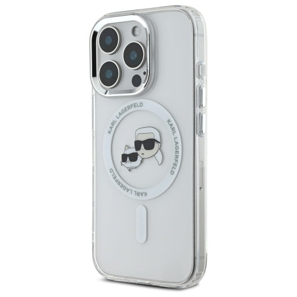 Karl Lagerfeld IML Metal Karl&amp;Choupette Head MagSafe Case for iPhone 16 Pro Max - White_1