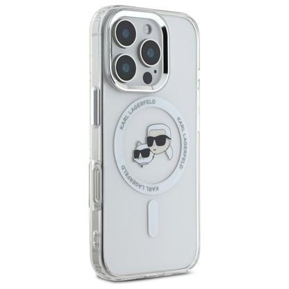 Karl Lagerfeld IML Metal Karl&amp;Choupette Head MagSafe Case for iPhone 16 Pro Max - White_3