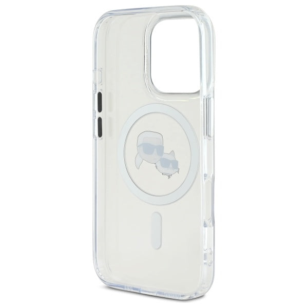 Karl Lagerfeld IML Metal Karl&amp;Choupette Head MagSafe Case for iPhone 16 Pro Max - White_6