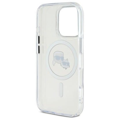 Karl Lagerfeld IML Metal Karl&amp;Choupette Head MagSafe Case for iPhone 16 Pro Max - White_6