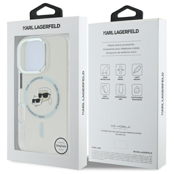 Karl Lagerfeld IML Metal Karl&amp;Choupette Head MagSafe Case for iPhone 16 Pro Max - White_7