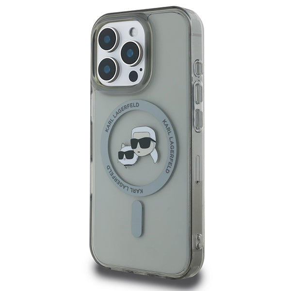 Karl Lagerfeld IML Metal Karl&amp;Choupette Head MagSafe Case for iPhone 16 Pro Max - Black_1