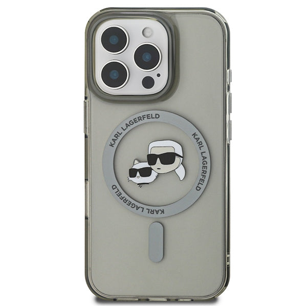 Karl Lagerfeld IML Metal Karl&amp;Choupette Head MagSafe Case for iPhone 16 Pro Max - Black_2