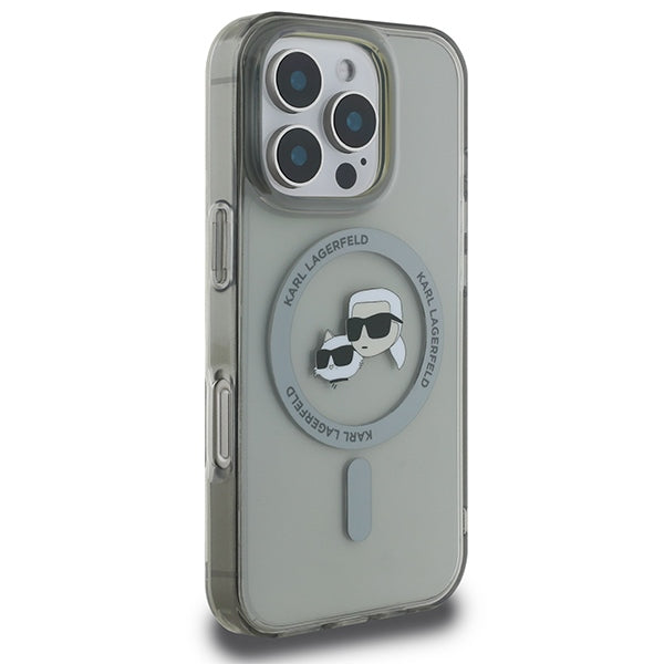Karl Lagerfeld IML Metal Karl&amp;Choupette Head MagSafe Case for iPhone 16 Pro Max - Black_3