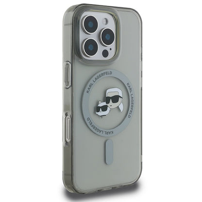 Karl Lagerfeld IML Metal Karl&amp;Choupette Head MagSafe Case for iPhone 16 Pro Max - Black_3