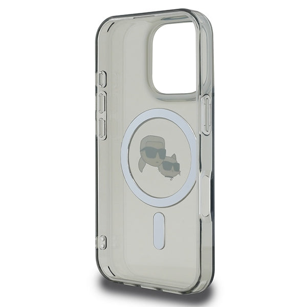 Karl Lagerfeld IML Metal Karl&amp;Choupette Head MagSafe Case for iPhone 16 Pro Max - Black_6