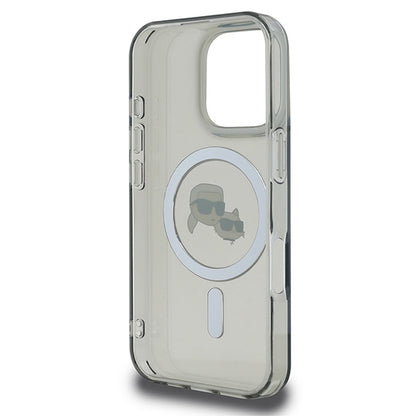 Karl Lagerfeld IML Metal Karl&amp;Choupette Head MagSafe Case for iPhone 16 Pro Max - Black_6