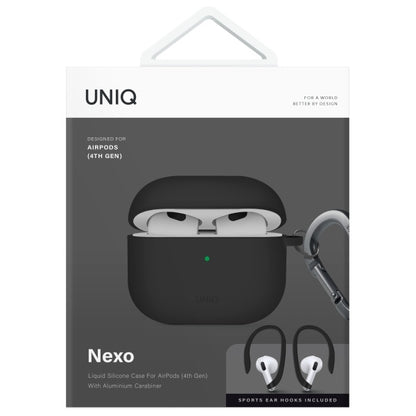 Uniq Nexo AirPods 4 + Ear Hooks Silicone case - black_7