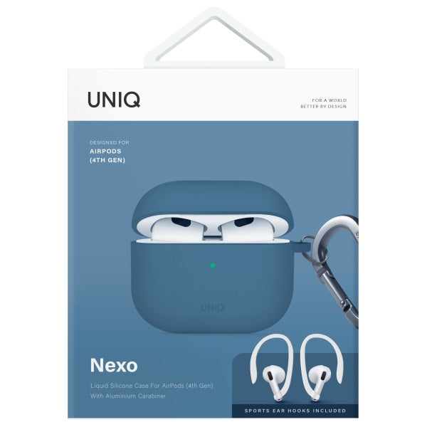Uniq Nexo AirPods 4 + Ear Hooks Silicone case - blue_7