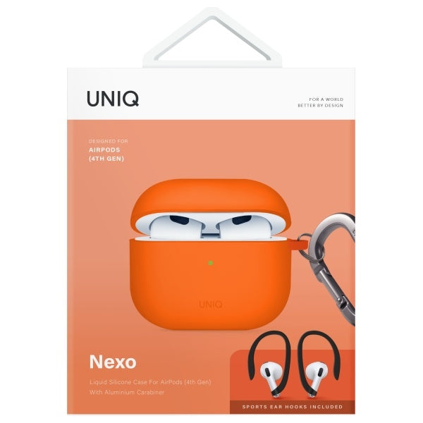Uniq Nexo AirPods 4 + Ear Hooks Silicone case - orange_7