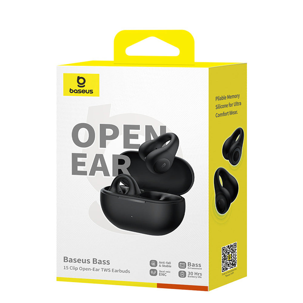 Baseus Bass 15 Clip OWS Wireless Headphones with Baseus Simple USB-C 3A 30cm Cable - Black_5