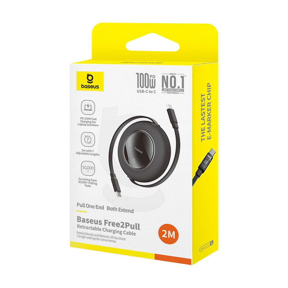 Baseus Free2Pull Mini 100W Retractable USB-C Cable - USB-C 2m - Black_9