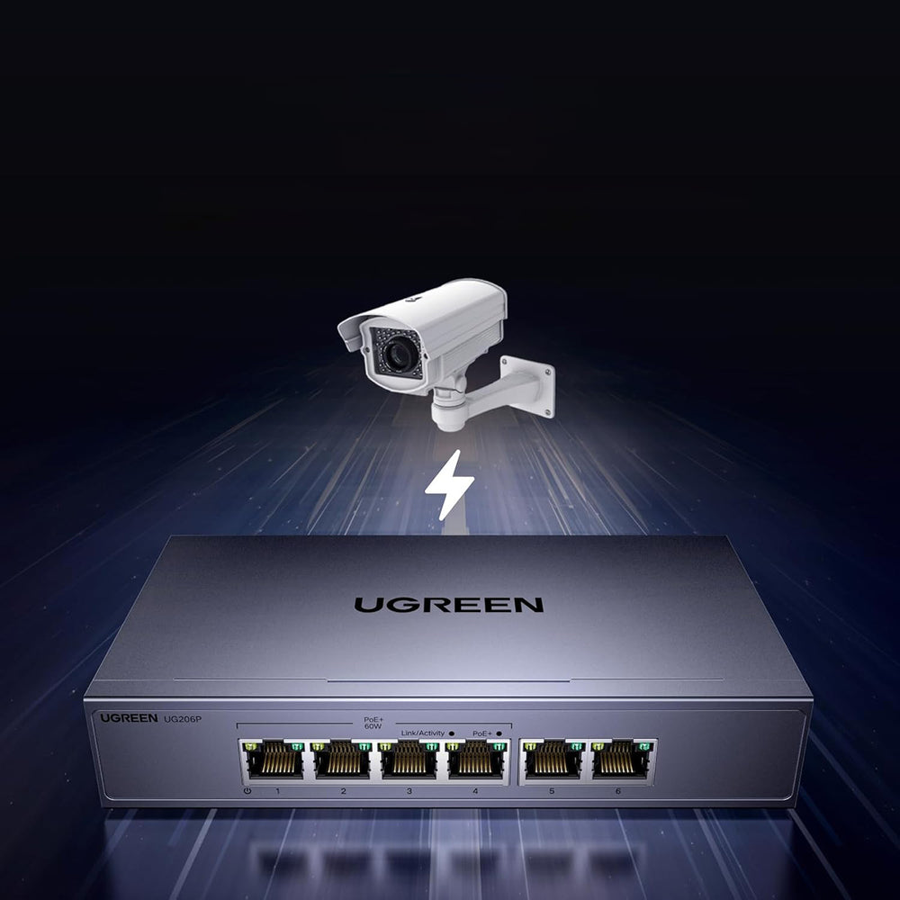 Switch Ugreen 6-Port 1Gb/s Ethernet Switch with PoE - Gray_3