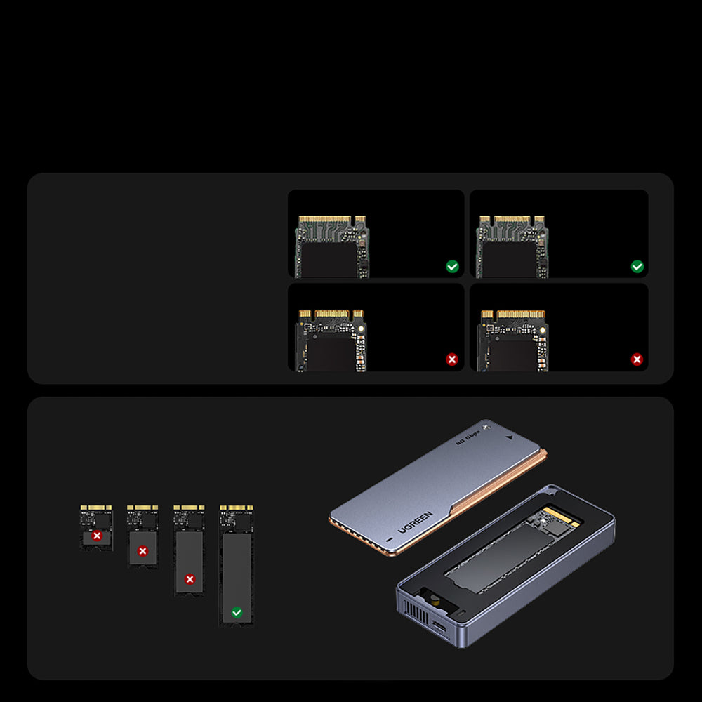 Ugreen D703 USB4 40Gb/s M.2 NVMe SSD Enclosure with Active Cooling - Gray_3