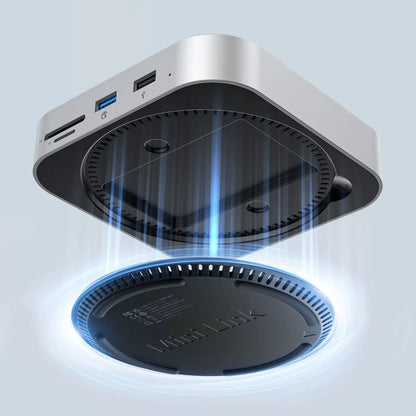 Multifunctional Hub Orico MiniLink M48PR for Apple Mac Mini M4, 9in1, Silver _3