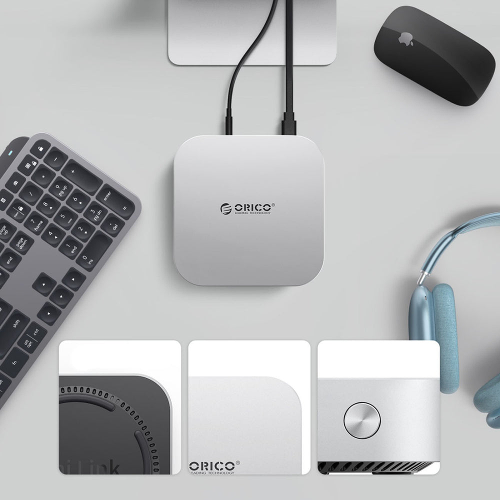 Multifunctional Hub Orico MiniLink M49P for Apple Mac Mini M4, 9in1, Silver _5