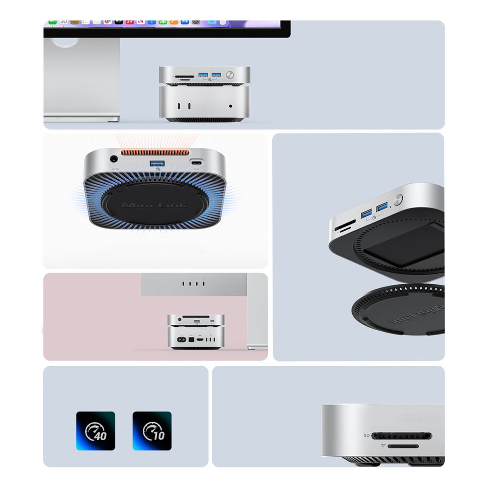 Multifunctional Hub Orico MiniLink M49P for Apple Mac Mini M4, 9in1, Silver _7